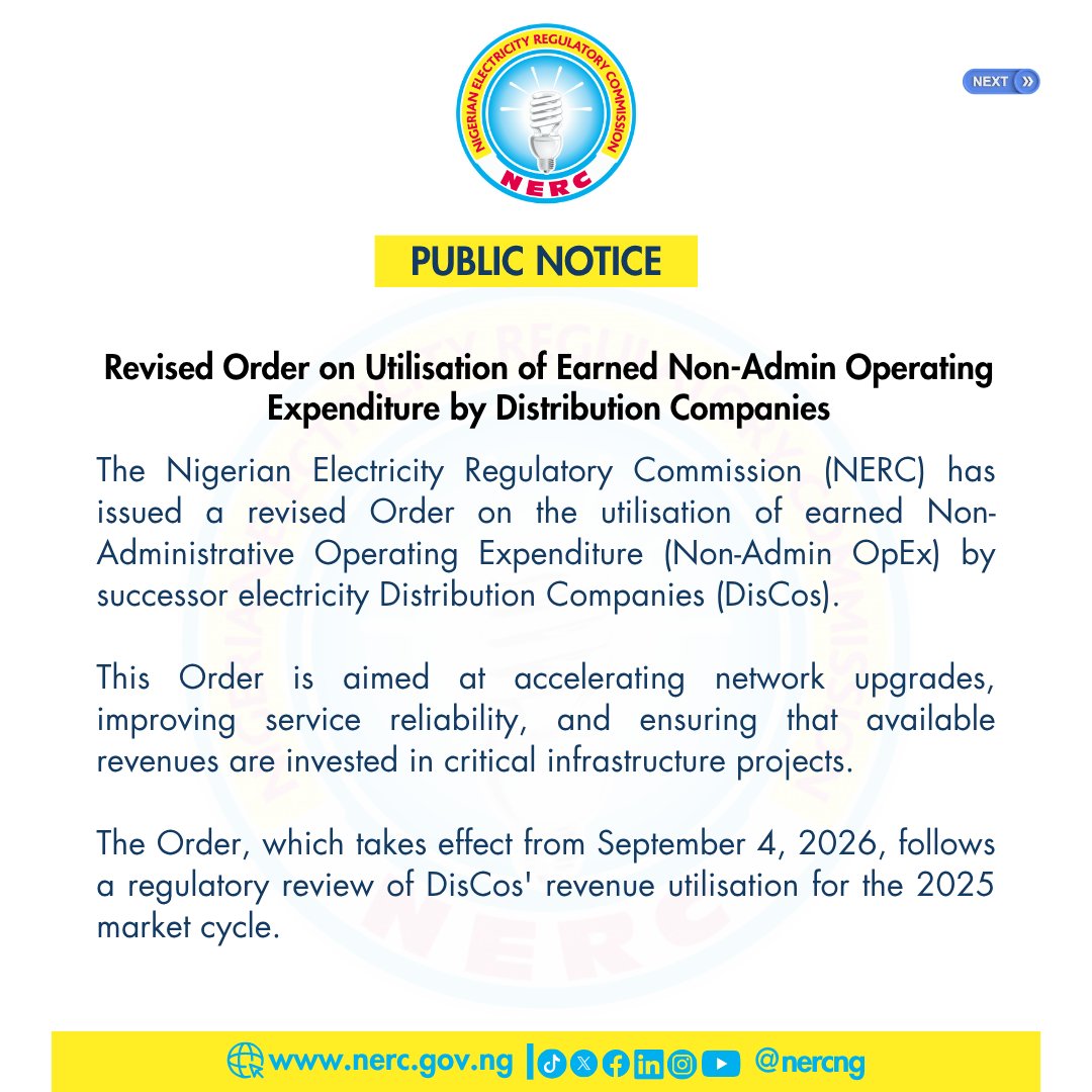 Revised Order on Utilisation of Earned Non-Admin Operating Expenditure by Distribution Companies